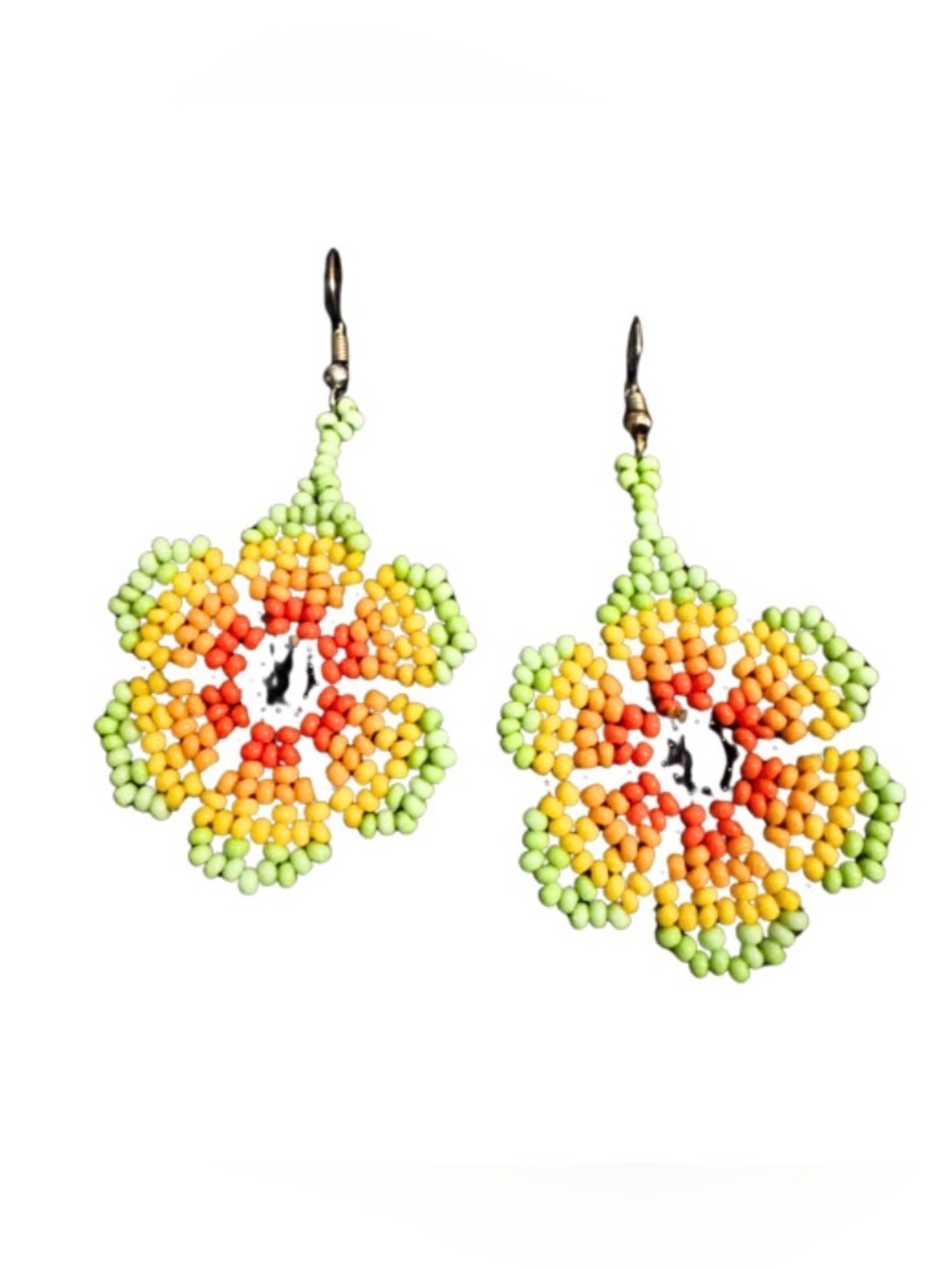 Seed Bead Flower Earrings